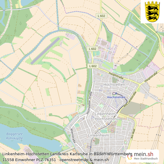 Linkenheim-Hochstetten Kleinstadt Lageplan